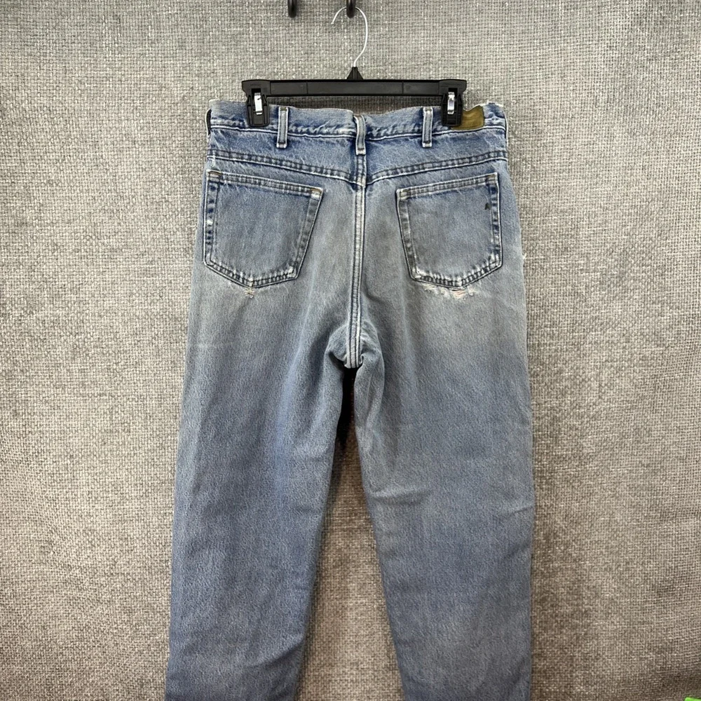 LL Bean Flannel lined Jeans distressed 34x32 (Fits 32x29.50) Made in‎ USA Ripped